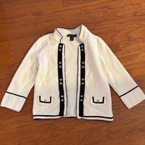 WHBM White and Black Trim Blazer